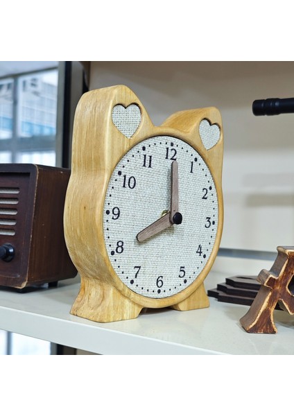 Kedi Tasarımlı Ahşap Masa Saati indirimleri