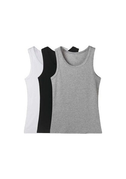 Ceylanoğlu Erkek Beyaz 3'lü Paket %100 Pamuk Ribana Atlet