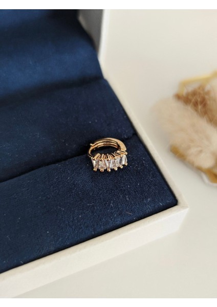 Cerrahi Çelik Gold Baget Taşlı Halka Piercing, Tragus