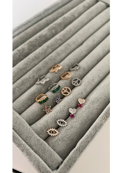 Cerrahi Çelik Gümüş Renkli Taşlı Yıldız Piercing , Tragus fiyatları
