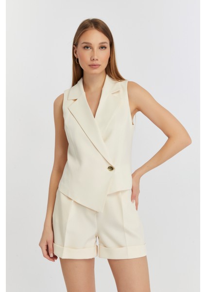 Ekru Regular Fit Astarlı Dokuma Yelek fiyatları