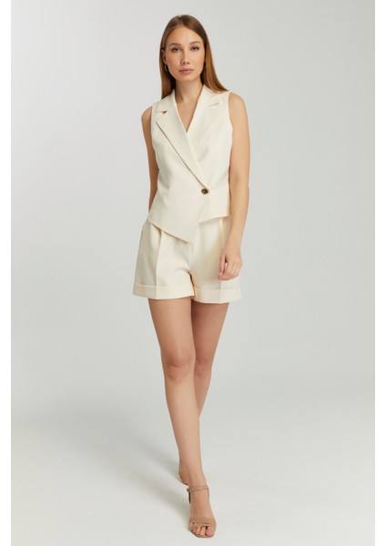 Ekru Regular Fit Astarlı Dokuma Yelek fırsatları