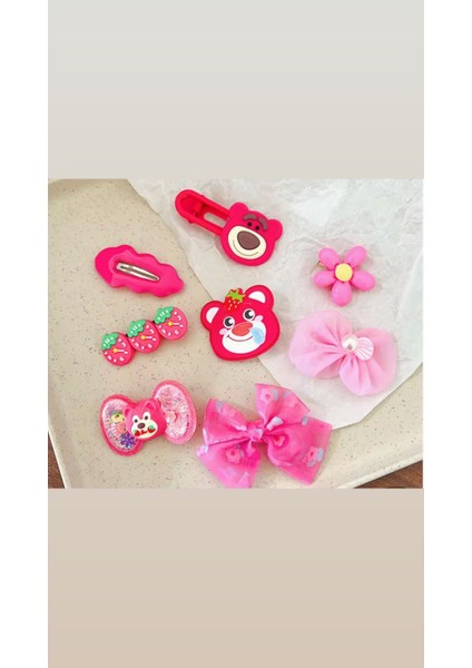 Kawai Lotso Toy Story Pink Teddy Care Cheer Bear Pembe Sevimli Ayıcık Kız Toka Seti fiyatları