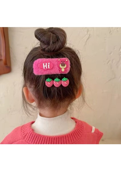 Kawai Lotso Toy Story Pink Teddy Care Cheer Bear Pembe Sevimli Ayıcık Kız Toka Seti modelleri