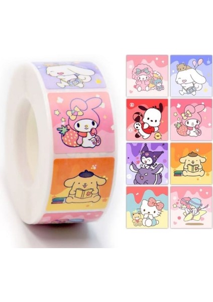 500 Adet Sanrio Kuromi My Melody Pochacco Pompompurin Figür Washi Tape Etiket Sticker