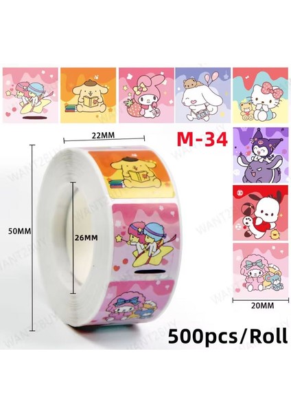 500 Adet Sanrio Kuromi My Melody Pochacco Pompompurin Figür Washi Tape Etiket Sticker fiyatları