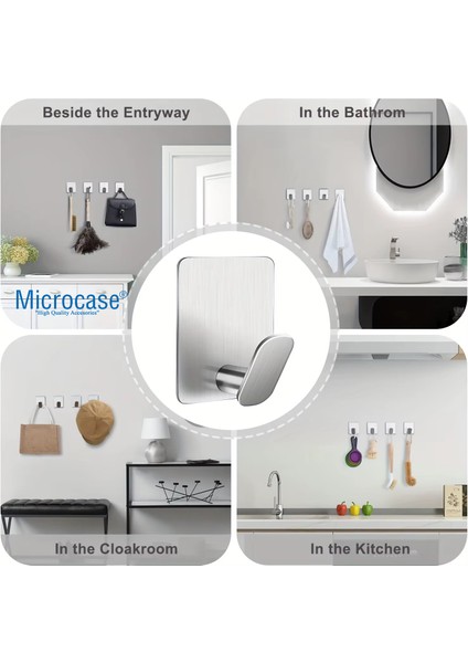 Yapışkanlı Paslanmaz Çelik Banyo Mutfak Eşya Havlu Vb Metal Askılık - AL5180 1 Adet