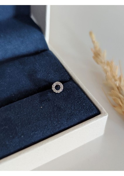 Cerrahi Çelik Gümüş Zirkon Taşlı Halka Model Piercing , Tragus
