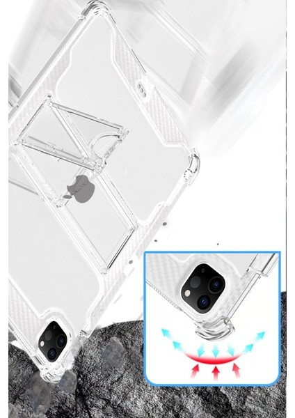Apple iPad 8. Nesil 10.2 Kılıf Kalem Bölemli Standlı Darbelere Dayanıklı Şeffaf Kapak A2270 A2428 A2429 A2430