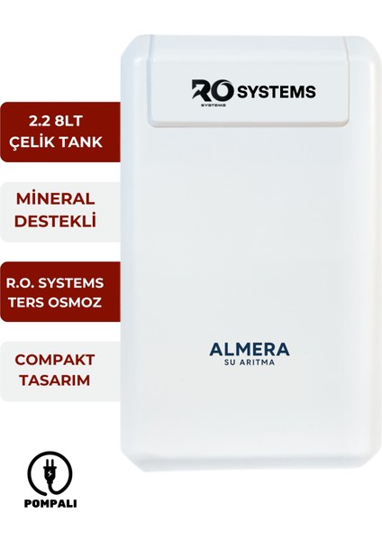 Pompalı Su Arıtma Cihazı Premium 6 Aşamalı Ekstra Mineralli Çelik Tanklı Sistem fiyatları