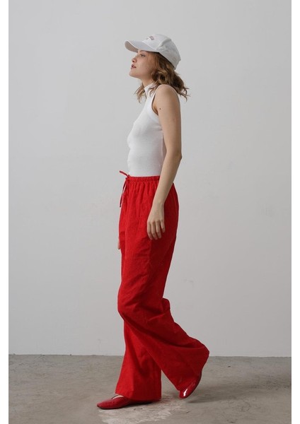 Beli Bağlamalı Brode Pantolon - Kırmızı modelleri