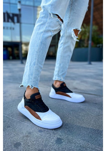 Bağcıklı Erkek Spor Ayakkabı Beyaz Taba Siyah modelleri