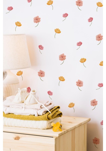 Açık ve Soft Renklerde Çiçeklerden Oluşan Özel Çizim Sticker Seti 68 Adet Özel Keismli Sticker Seti fiyatları