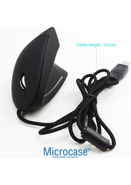 Pilli Dikey Ergonomik Kablolu Mouse 800/1200/1600 Dpı 6 Tuşlu - AL5178