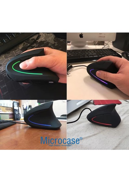 Pilli Dikey Ergonomik Kablolu Mouse 800/1200/1600 Dpı 6 Tuşlu - AL5178