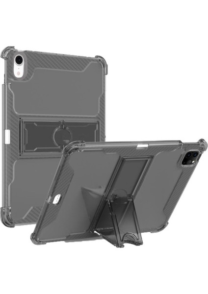 Apple iPad Mini 7 Mini 6 Kılıf Kalem Bölemli Standlı Darbelere Dayanıklı Şeffaf Kapak 2021-2024