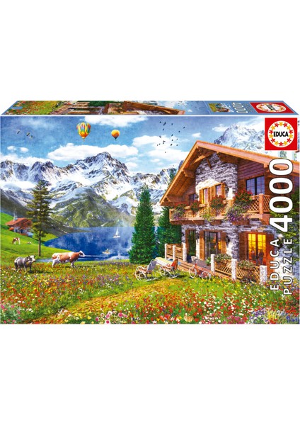 4000 Parça Alplerdeki Dağ Evi Puzzle - 19568 - Chalet In The Alps
