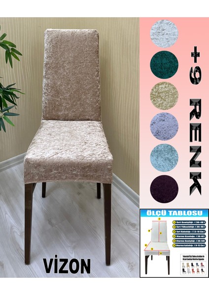 4 Adet Parlak Kadife Kumaş Sandalye Kılıfı Yıkanabilir Likralı Esnek Lastikli, Sandalye Örtü
