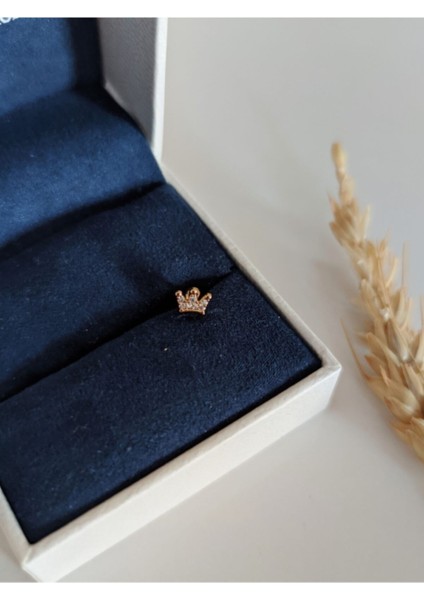 Cerrahi Çelik Gold Zirkon Taşlı Taç Piercing , Tragus