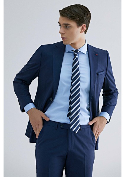 Ds Damat Comfort Fit Saks Mavi Düz Travel Takim Elbise