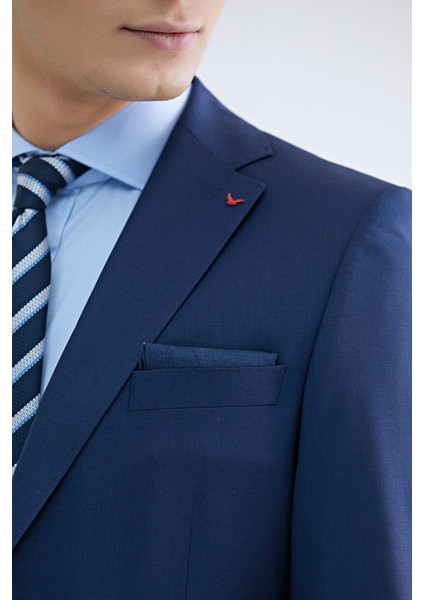 Ds Damat Comfort Fit Saks Mavi Düz Travel Takim Elbise