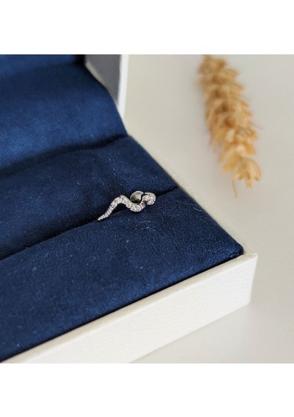 Cerrahi Çelik Zirkon Taşlı Gümüş Yılan Piercing , Tragus
