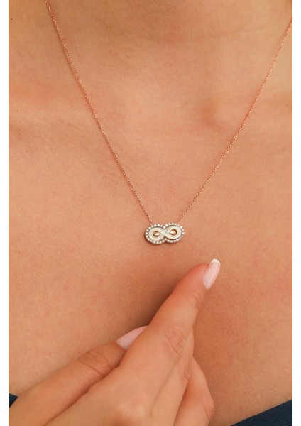 925 Ayar Gümüş Sedef Taşlı Sonsuzluk Kolyesi