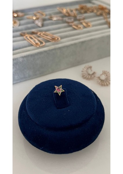 Cerrahi Çelik Gold Renkli Taşlı Yıldız Piercing ,tragus