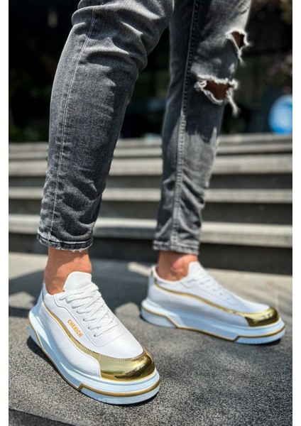 Bağcıklı Erkek Spor Ayakkabı Beyaz Altın fırsatları