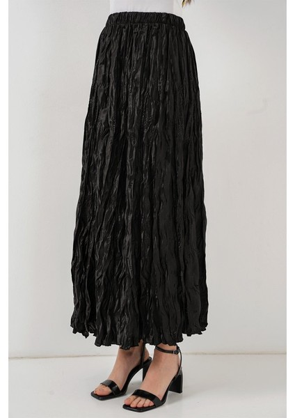 Uzun Kırışık Etek 8034 - Siyah fiyatları