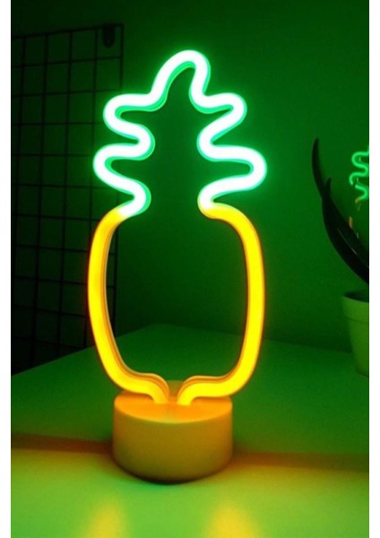 Ananas Görünümlü Çift Işık Neon Lamba LED Işık Neon Lamba Masa Süsü Dekor