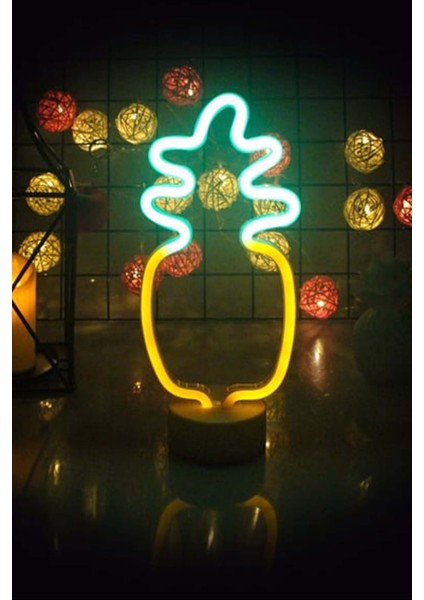 Ananas Görünümlü Çift Işık Neon Lamba LED Işık Neon Lamba Masa Süsü Dekor modelleri