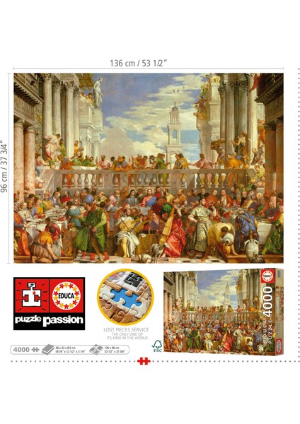 4000 Parça Cana'daki Düzün Puzzle - 19949 - The Wedding At Cana Paolo Veronese modelleri