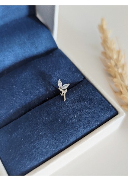 Cerrahi Çelik Gümüş Zirkon Taşlı Su Perisi Piercing , Tragus