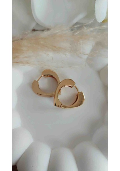 Çelik Kalın Kalpli Küpe Yeni Sezon