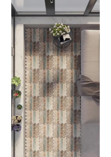 Dijital Baskılı Mermer Desenli Balkon Halısı Yolluk Yapboz Puzzle Japon Halı