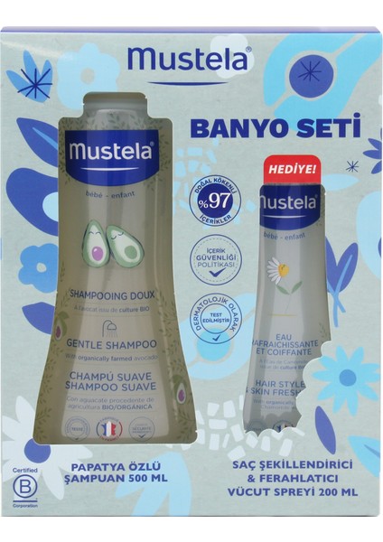 Banyo Seti Papatya Özlü Şampuan 500 ml + Saç Şekillendirici ve Ferahlatıcı Vücut Spreyi 200 ml