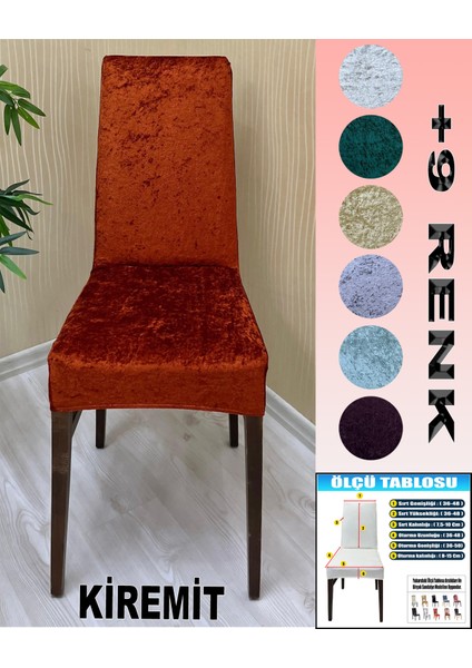 6 Adet Parlak Kadife Kumaş Sandalye Kılıfı Yıkanabilir Likralı Esnek Lastikli, Sandalye Örtü