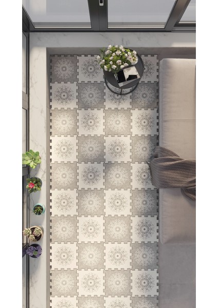Dijital Baskılı Osmanlı Motifli Figürlü Balkon Halısı Yolluk Yapboz Puzzle Japon Halı