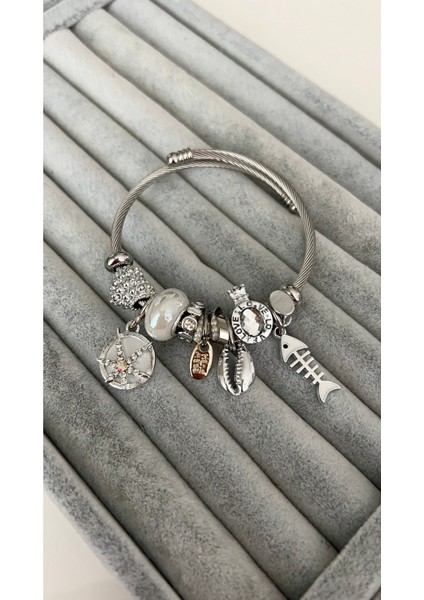 Beyaz Deniz Yıldızı ve Balık Model Bileklik