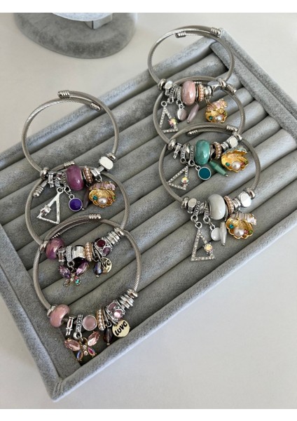 Çelik Turkuaz Rengi Midye ve Inci Detaylı Model Bileklik indirimleri