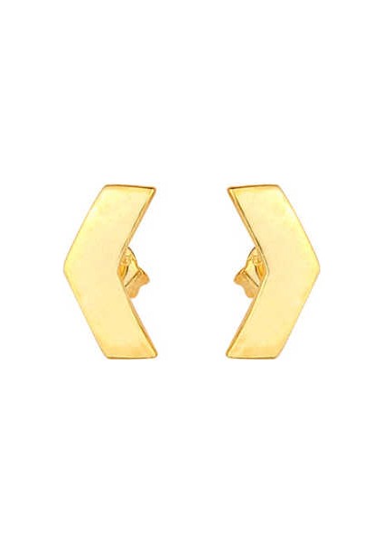 925 Ayar Gümüş Minik Chevron Küpe, Beyaz