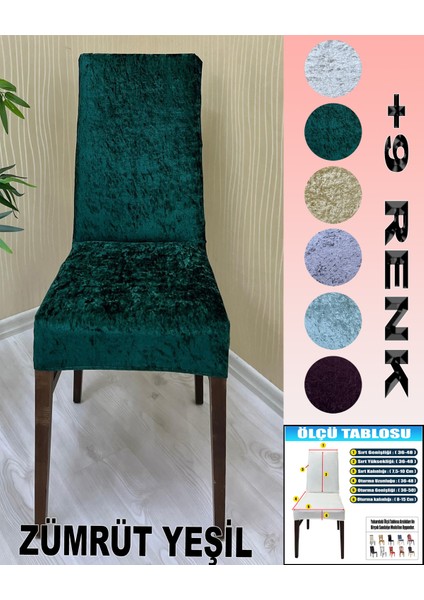 6 Adet Parlak Kadife Kumaş Sandalye Kılıfı Yıkanabilir Likralı Esnek Lastikli, Sandalye Örtü