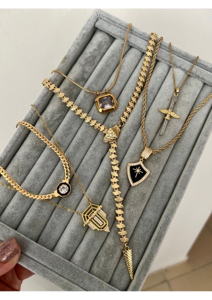 Çelik Gold Yılan Model Kolye