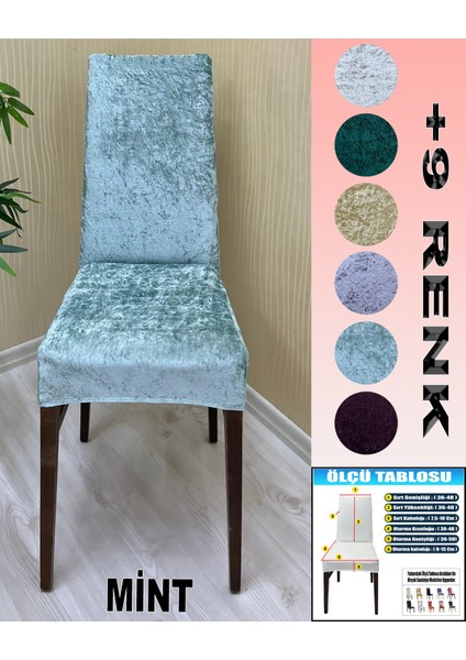 6 Adet Parlak Kadife Kumaş Sandalye Kılıfı Yıkanabilir Likralı Esnek Lastikli, Sandalye Örtü