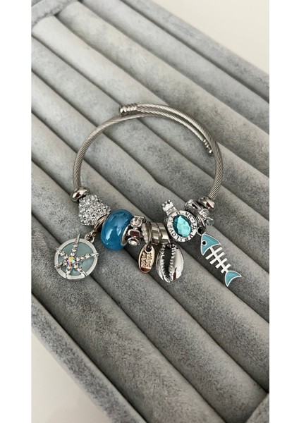 Mavi Deniz Yıldızı ve Balık Model Bileklik