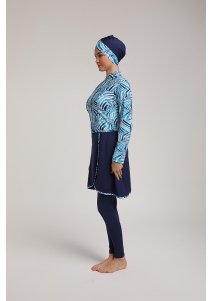 Kadın Likralı Dijital Desenli Pareolu Tam Kapalı Tesettür Mayo S 5270 modelleri