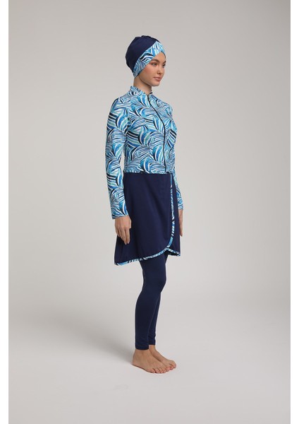 Kadın Likralı Dijital Desenli Pareolu Tam Kapalı Tesettür Mayo S 5270 fırsatları