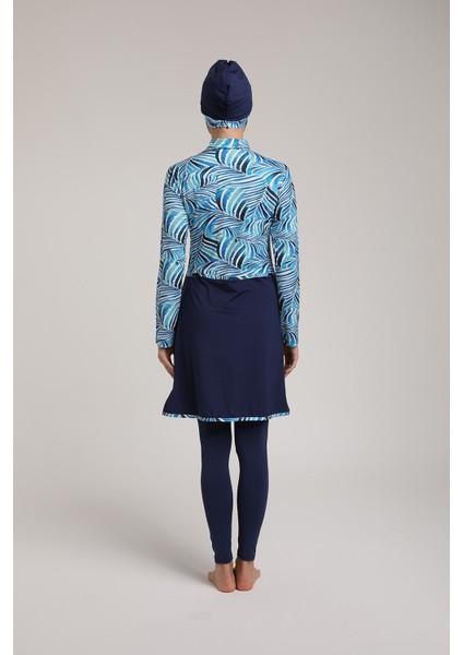 Kadın Likralı Dijital Desenli Pareolu Tam Kapalı Tesettür Mayo S 5270 indirimleri