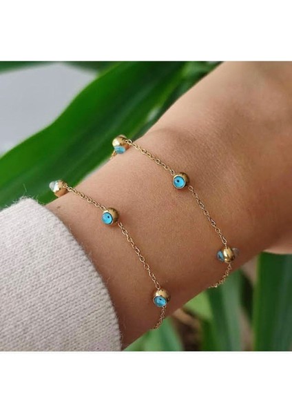 Kadın Çelik Nazar Boncuklu Kolye ve Bileklik fırsatları